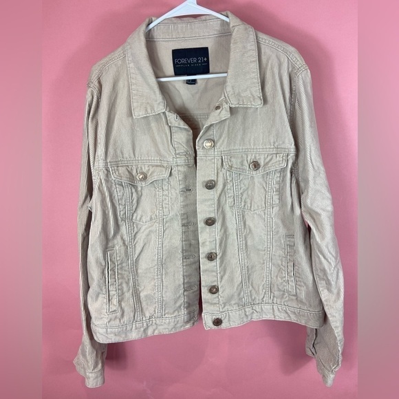 Forever 21+ plus size light tan corduroy jacket 2X - Picture 4 of 10